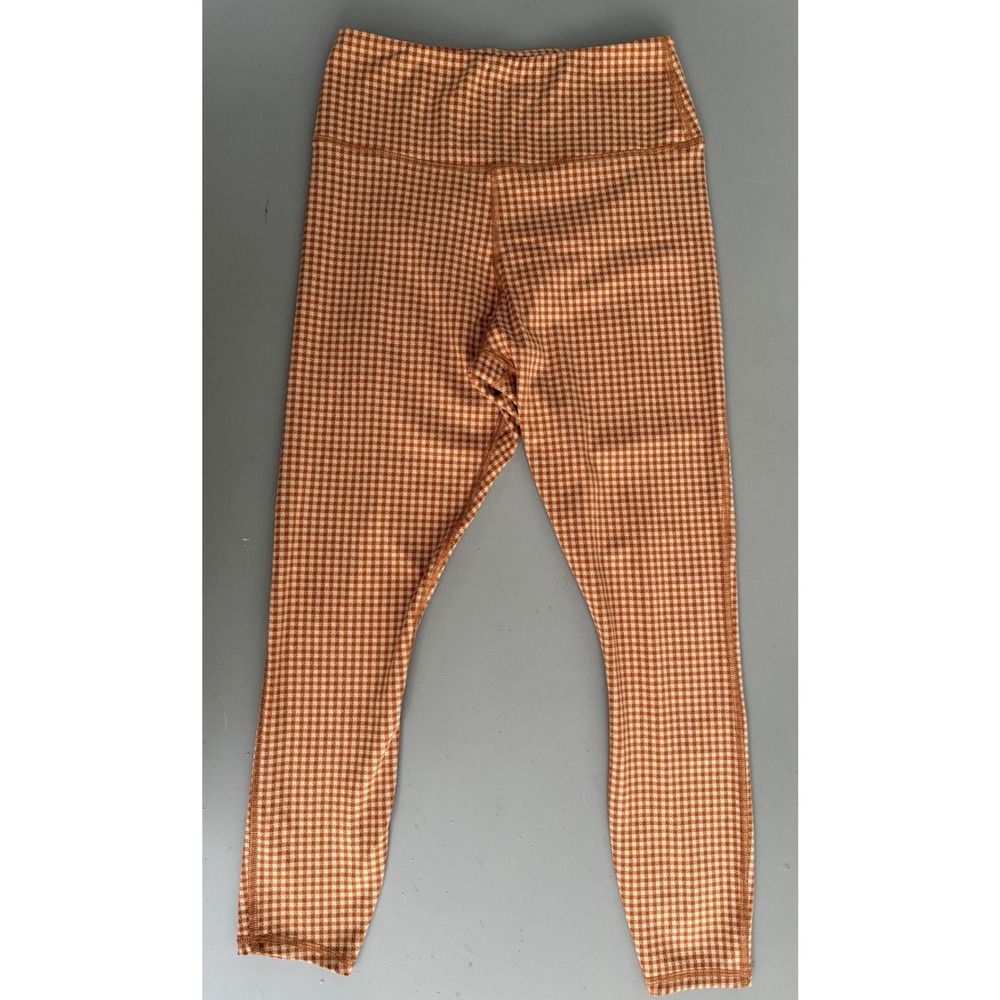 Madewell MWL Orange Houndstooth High Rise Leggings Size M Tights Activewear